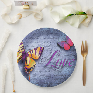 Butterflies love blue paper plate