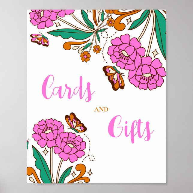 Butterflies Lovers Pink Floral Script Bridal sign (Front)