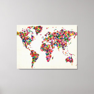 Butterflies Map of the World Map Canvas Print
