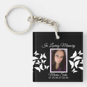 Butterflies Memorial Funeral Burial Pink Blue Key Ring