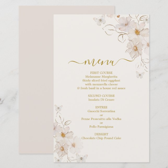 Butterflies Menu Card (Front/Back)