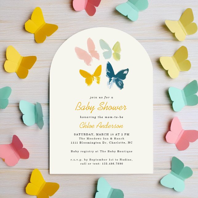Butterflies Modern Gender Neutral Baby Shower Invitation (Creator Uploaded)