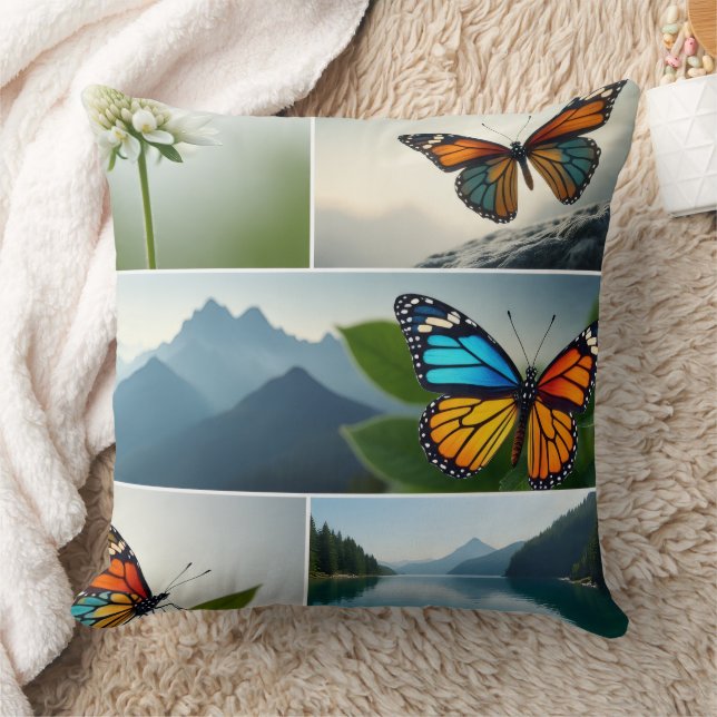 Butterflies, Mountains, and Lakes Cushion (Blanket)