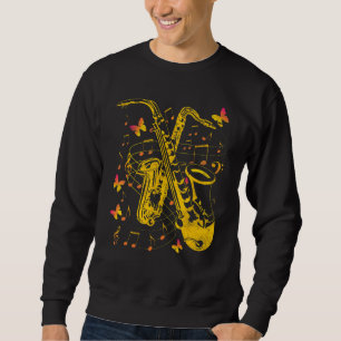 Butterflies Music Notes Saxophonist Jazz Musician  Sweatshirt