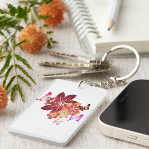 Butterflies n Flowers Key Ring
