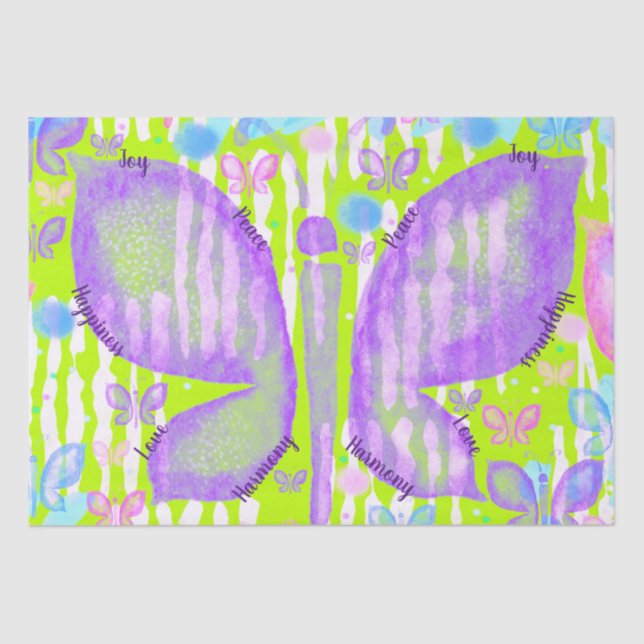 Butterflies of Love Joy Peace Happiness Harmony  Tissue Paper (Front)