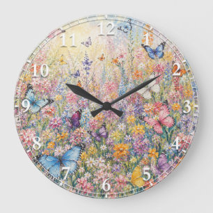 Butterflies of Paradise – A Colourful Wildflower  Large Clock