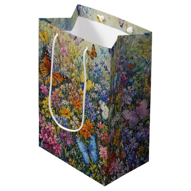 Butterflies of Paradise – A Colourful Wildflower  Medium Gift Bag (Front Angled)