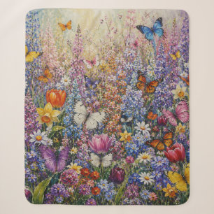 Butterflies of Paradise – A Colourful Wildflower Sherpa Blanket