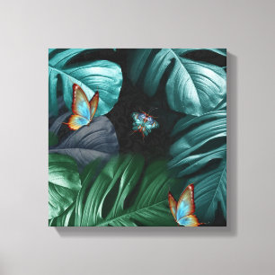 Butterflies of Paradise Tropical Turquoise Splash Canvas Print