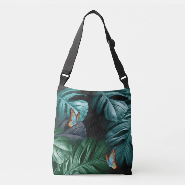 Butterflies of Paradise/Tropical Turquoise Splash Crossbody Bag (Front)