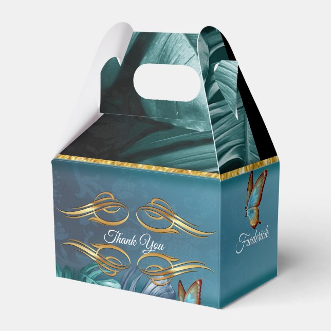 Butterflies of Paradise/Tropical Turquoise Splash Favour Box (Front Side)
