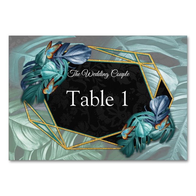 Butterflies of Paradise/Tropical Turquoise Splash Table Number (Front)