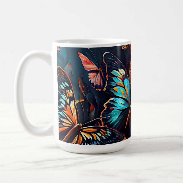 Butterflies Oil Painting Style design13 Coffee Mug (Left)
