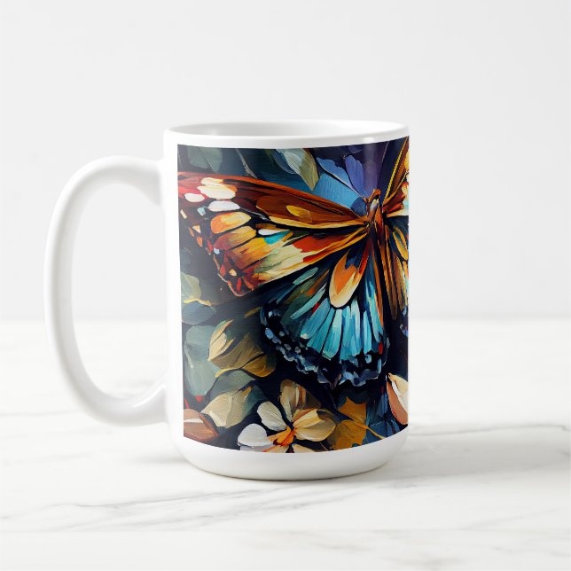 Butterflies Oil Painting Style design 6 Coffee Mug (Left)