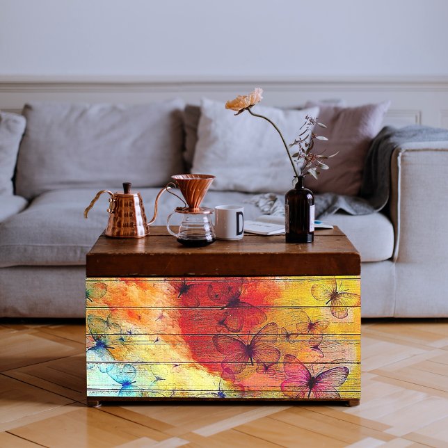 Butterflies on a Colourful Rustic Wood Tissue Paper (Creator Uploaded)