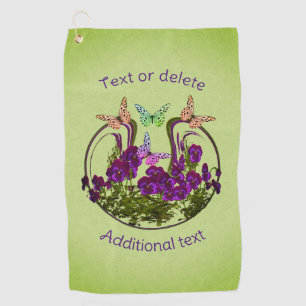 Butterflies On Abstract Flower Art Personalised Golf Towel