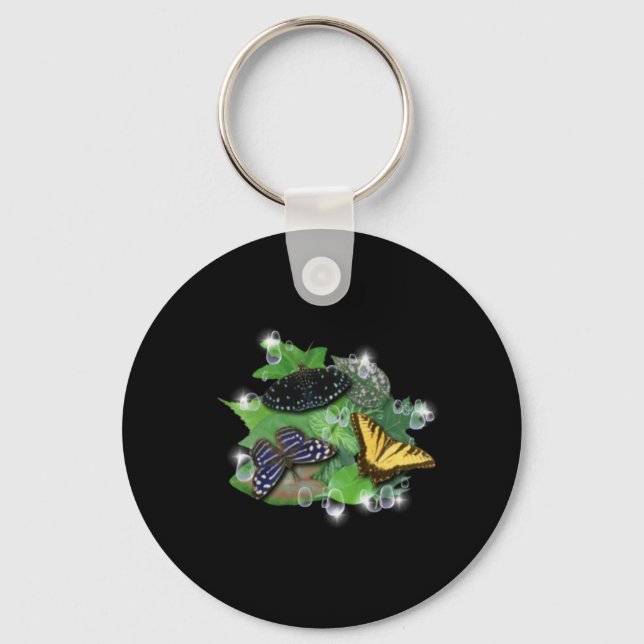 Butterflies on Leaves Key Ring (Front)