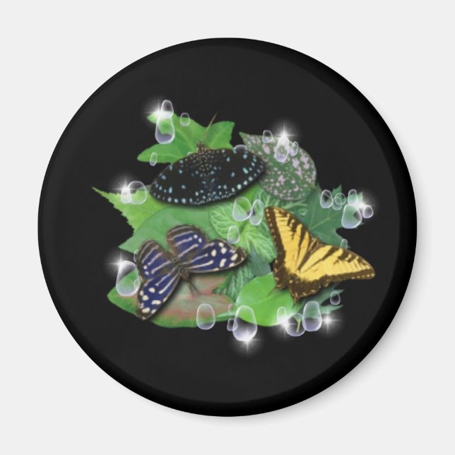 Butterflies on Leaves Magnet (Front)
