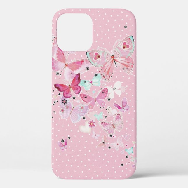 Butterflies On Polka Dots Case-Mate iPhone Case (Back)