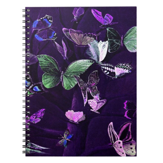 Butterflies On Purple Spiral Notebook (Front)