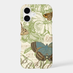 Butterflies on Sheet Music with Floral Design