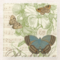 Butterflies on Sheet Music with Floral Design