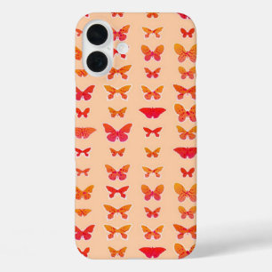 Butterflies, orange, coral, orange background iPhone 16 plus case