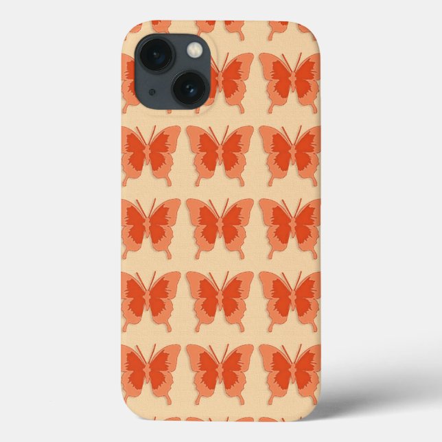 Butterflies, orange on a pastel orange background Case-Mate iPhone case (Back)
