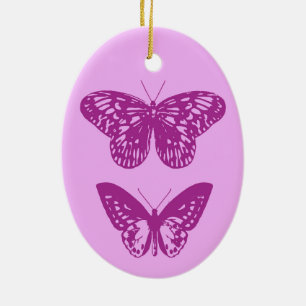 Butterflies Orchid and Amethyst Purple Ceramic Tree Decoration