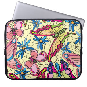 Butterflies Over Flowers Meadow View Laptop Sleeve