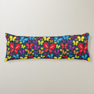 Butterflies over water . BFYOW01.Black BG Body Cushion