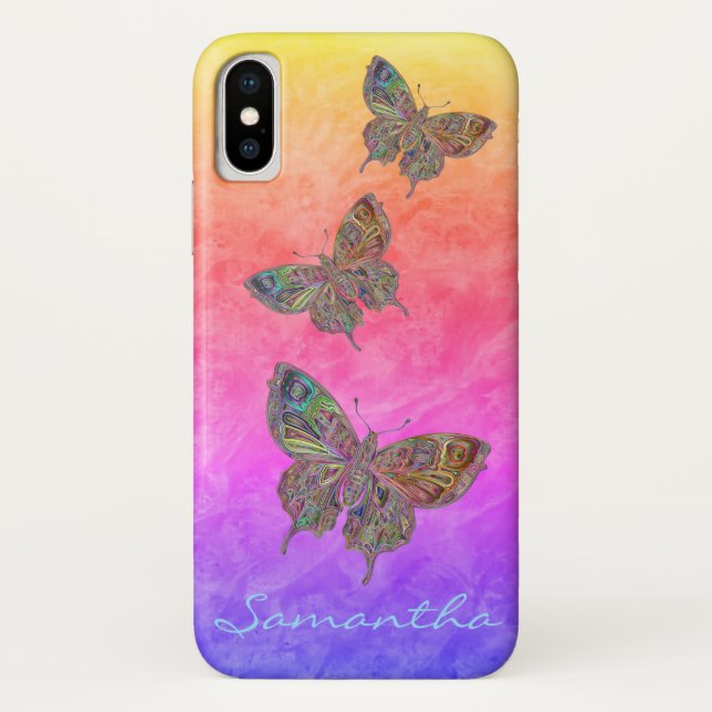 Butterflies Pastel Rainbow *Personalise*  Case-Mate iPhone Case (Back)