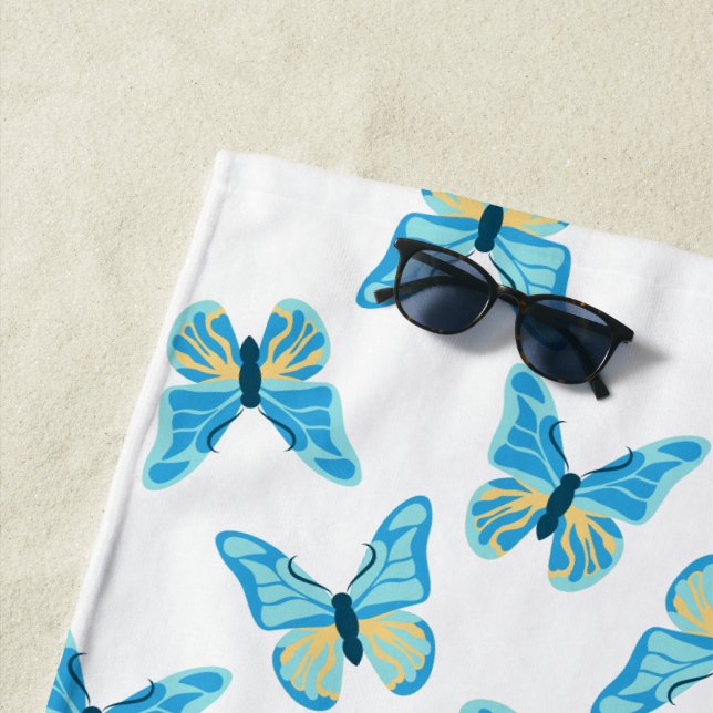 Butterflies Pattern Custom Colours Graphic Beach Towel (In Situ)