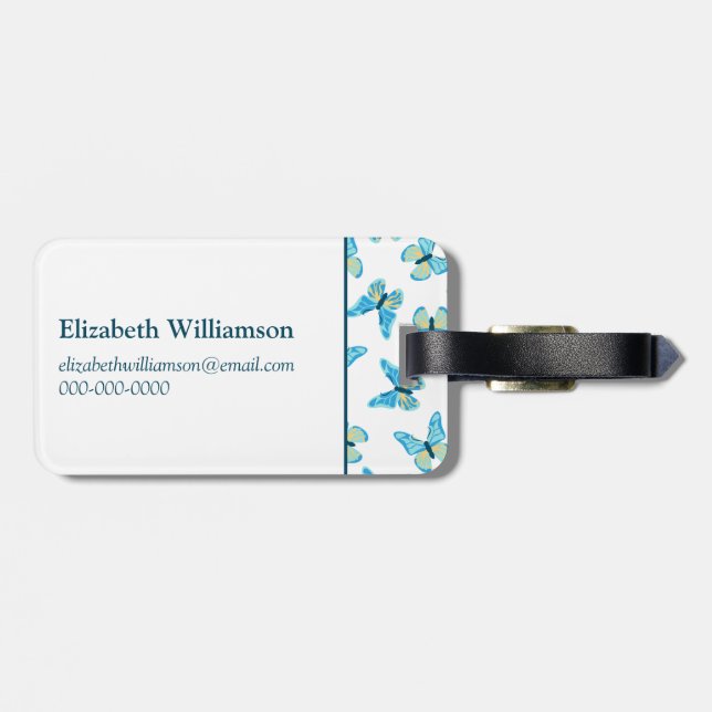Butterflies Pattern Custom Colours Graphic Luggage Luggage Tag (Back Horizontal)