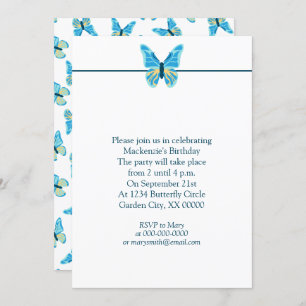 Butterflies Pattern Custom Colours Graphic Party Invitation