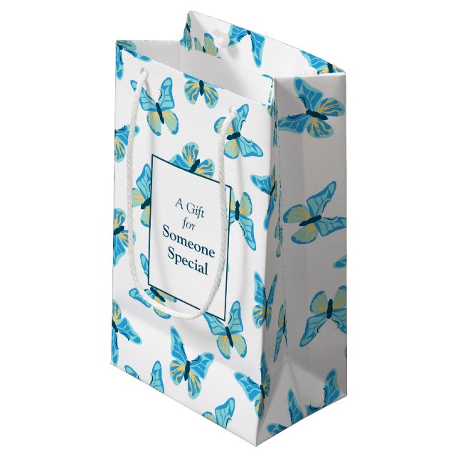 Butterflies Pattern Custom Colours Graphic Small Gift Bag (Front Angled)