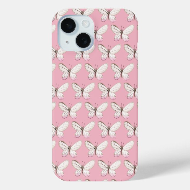 Butterflies Pattern Personalised Pink Phone Case (Back)