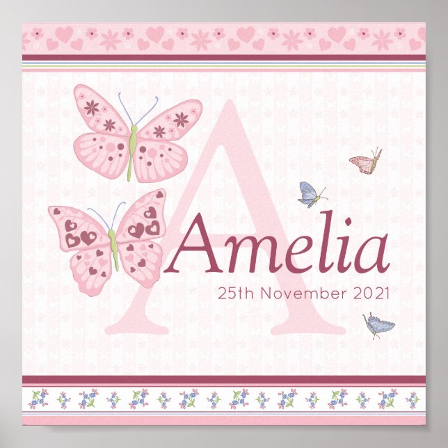 Butterflies Personalised Name Poster (Front)