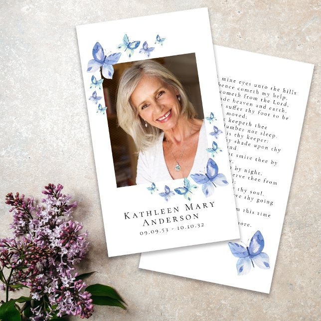 Butterflies Photo Funeral Memorial Prayer Card (Creator Uploaded)