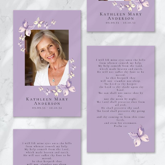 Butterflies Photo Funeral Memorial Prayer Card (Creator Uploaded)