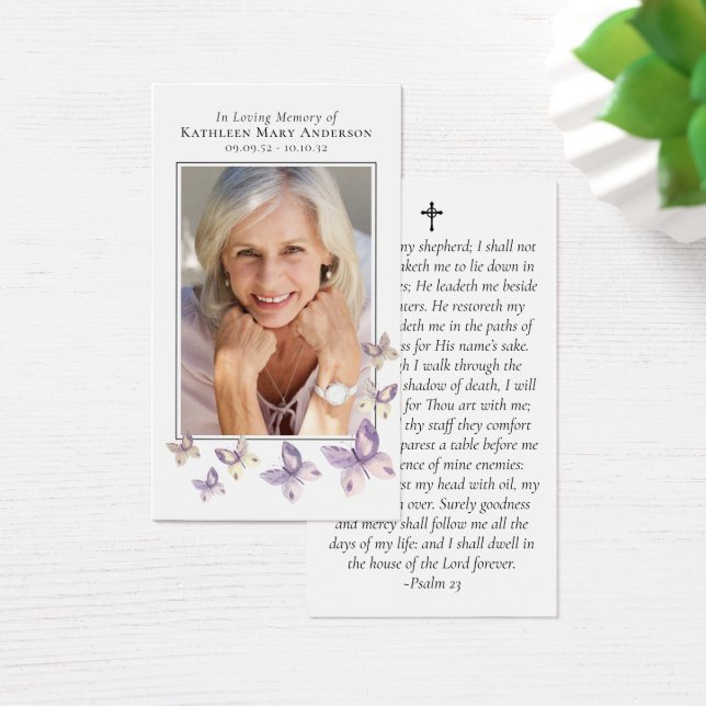 Butterflies Photo Memorial Prayer Card (Desk)