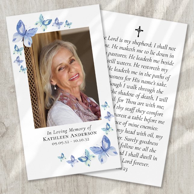 Butterflies Photo Memorial Prayer Card (Creator Uploaded)