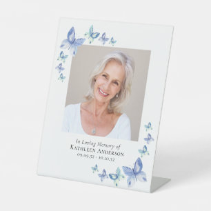 Butterflies Photo Memorial Tribute Keepsake Pedestal Sign