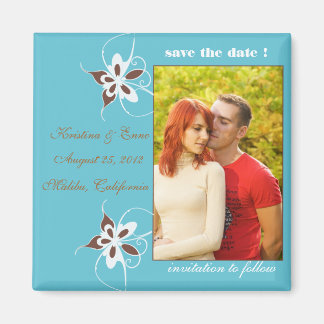 Butterflies - Photo save the date magnet - blue
