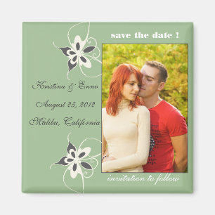 Butterflies - Photo save the date magnet - Green