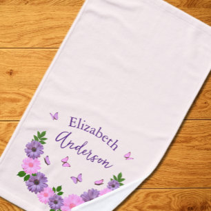 Butterflies Pink and Purple Hand Towel