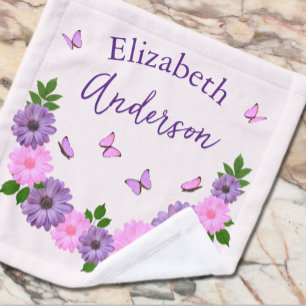 Butterflies Pink and Purple Wash Cloth