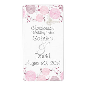 Butterflies & Pink Chrysanthemums Wedding Wine