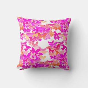 Butterflies, pink, fuchsia and coral cushion